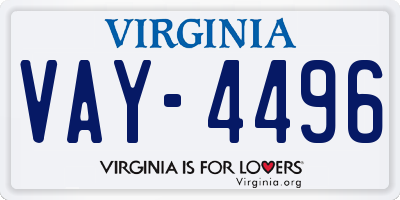 VA license plate VAY4496
