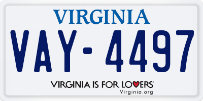 VA license plate VAY4497
