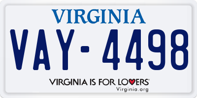 VA license plate VAY4498