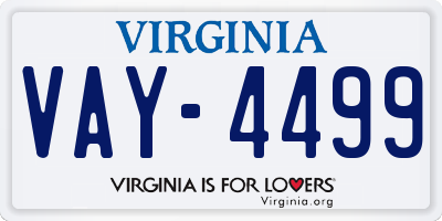 VA license plate VAY4499