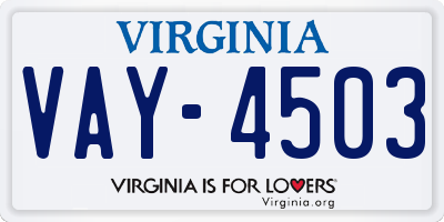 VA license plate VAY4503
