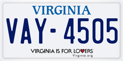 VA license plate VAY4505