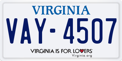 VA license plate VAY4507