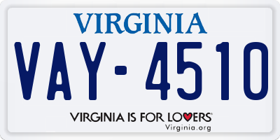 VA license plate VAY4510