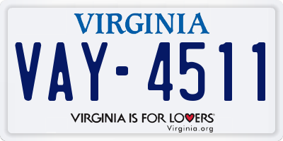 VA license plate VAY4511