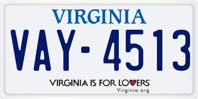 VA license plate VAY4513