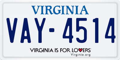VA license plate VAY4514