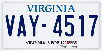 VA license plate VAY4517