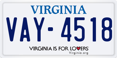 VA license plate VAY4518