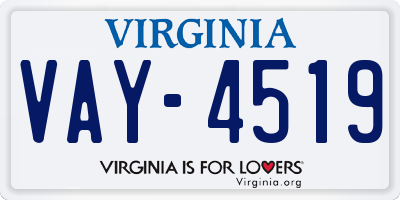 VA license plate VAY4519