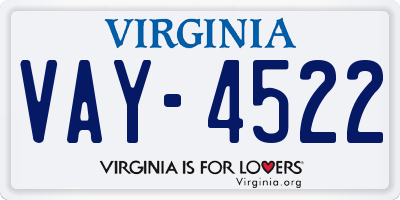 VA license plate VAY4522