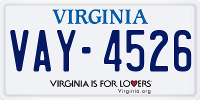 VA license plate VAY4526