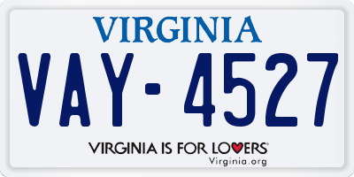 VA license plate VAY4527