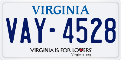 VA license plate VAY4528
