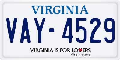 VA license plate VAY4529