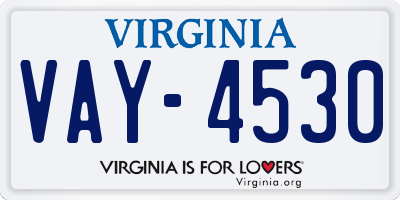 VA license plate VAY4530
