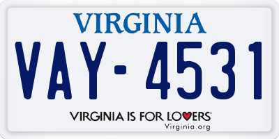 VA license plate VAY4531