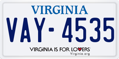 VA license plate VAY4535
