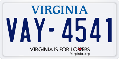 VA license plate VAY4541