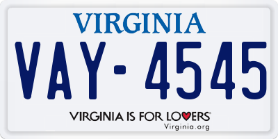 VA license plate VAY4545