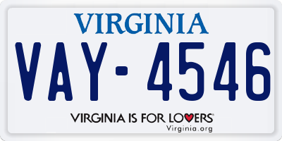 VA license plate VAY4546