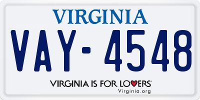 VA license plate VAY4548