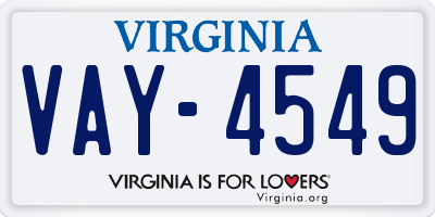 VA license plate VAY4549