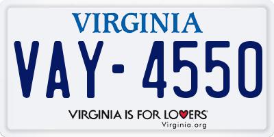 VA license plate VAY4550