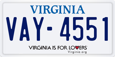 VA license plate VAY4551