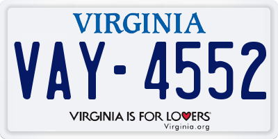 VA license plate VAY4552
