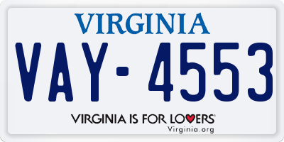 VA license plate VAY4553