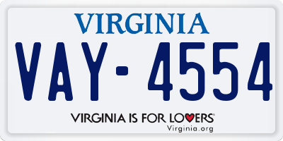 VA license plate VAY4554