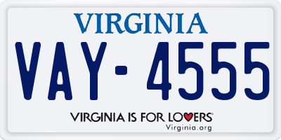 VA license plate VAY4555