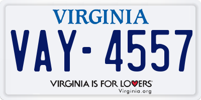 VA license plate VAY4557