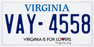 VA license plate VAY4558