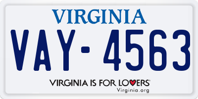 VA license plate VAY4563