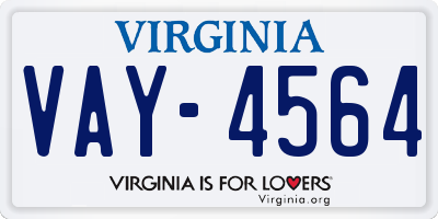 VA license plate VAY4564