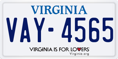 VA license plate VAY4565