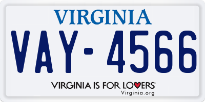 VA license plate VAY4566
