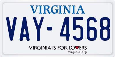 VA license plate VAY4568