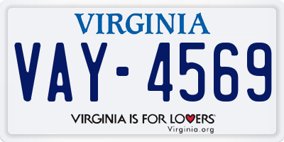 VA license plate VAY4569