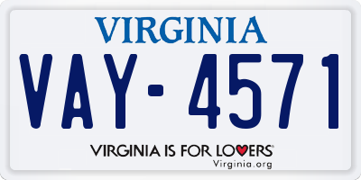 VA license plate VAY4571