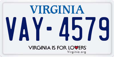 VA license plate VAY4579