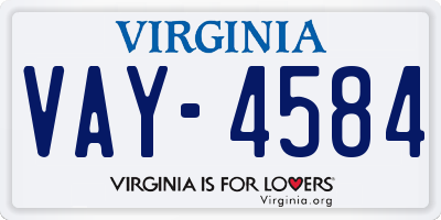 VA license plate VAY4584