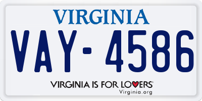 VA license plate VAY4586