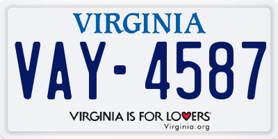 VA license plate VAY4587