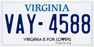 VA license plate VAY4588