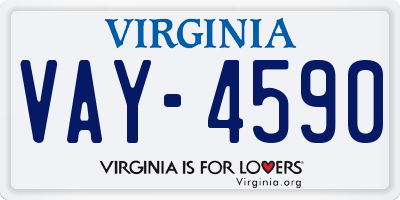 VA license plate VAY4590