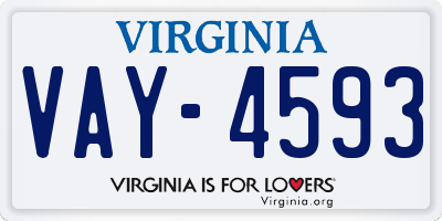 VA license plate VAY4593