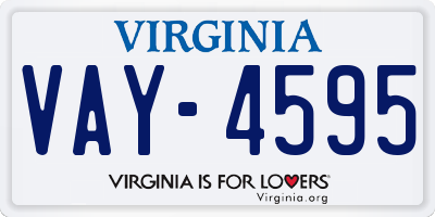 VA license plate VAY4595